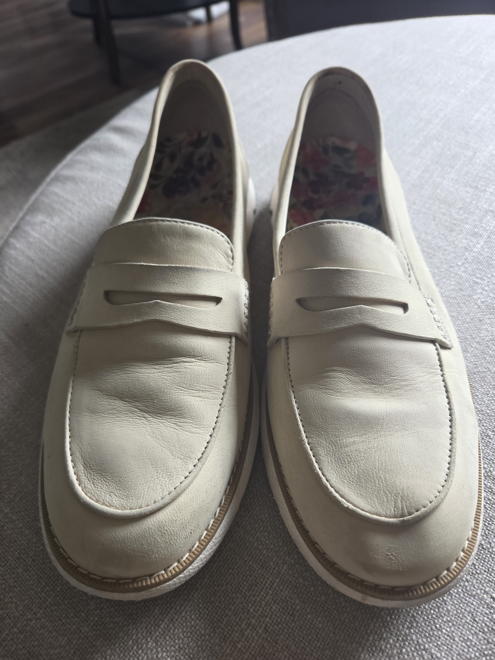 Cole Haan Womens Zerogrand Penny Loafers Size 9 Beige Cream Nubuck Comfort Shoe